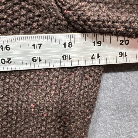 L.L. Bean Brown Chunky Knit Open Front Shawl Collar Cardigan Sweater Women Large - Picture 11 of 11